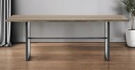 84" Brown Solid Wood Sled Base Dining Table