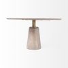 54" Light Brown And Gold Solid Wood And Iron Pedestal Base Round Top Dining Table