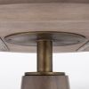 54" Light Brown And Gold Solid Wood And Iron Pedestal Base Round Top Dining Table