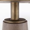 54" Light Brown And Gold Solid Wood And Iron Pedestal Base Round Top Dining Table