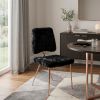 Set of Two Black and Gold Upholstered Fabric Dining Side Chairs