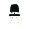 Set of Two Black and Gold Upholstered Fabric Dining Side Chairs