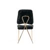 Set of Two Black and Gold Upholstered Fabric Dining Side Chairs