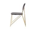 Set Of 2 Mid Century Mod Grey Velvet And Gold Dining Chairs
