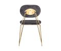Set Of 2 Mid Century Mod Grey Velvet And Gold Dining Chairs