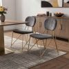 Set Of 2 Mid Century Mod Grey Velvet And Gold Dining Chairs