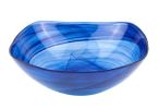 10" Modern Soft Square Blue Swirl Glass Bowl