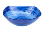 10" Modern Soft Square Blue Swirl Glass Bowl