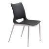 Set of Two Black And Silver Upholstered Faux Leather Open Back Dining Side Chairs