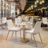 Set of Two White And Silver Upholstered Faux Leather Open Back Dining Side Chairs