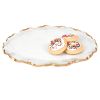 14" Clear Bubble Glass Scalloped Gold Rim Oval Platter