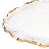 14" Clear Bubble Glass Scalloped Gold Rim Oval Platter