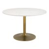 47" White and Gold Marble and Steel Pedestal Base Round Top Dining Table