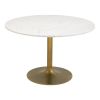 47" White and Gold Marble and Steel Pedestal Base Round Top Dining Table