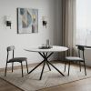 47" White And Black Rounded Steel Dining Table