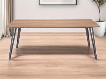 79" Brown and Gray Wood and Steel Dining Table