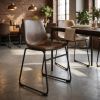 Set of Two Espresso And Black Upholstered Faux Leather Dining Side Chairs