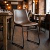 Set of Two Espresso And Black Upholstered Faux Leather Dining Side Chairs