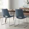 Set of Two Gray And Brown Upholstered Faux Leather Open Back Dining Arm Chairs