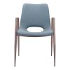 Set of Two Gray And Brown Upholstered Faux Leather Open Back Dining Arm Chairs