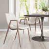 Set of Two Beige and Brown Upholstered Faux Leather Dining Arm Chairs