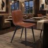 Set of Two Brown Vintage Look Faux Leather Slight Scoop Dining Chairs