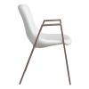 Set of Two White and Brown Upholstered Faux Leather Open Back Dining Arm Chairs