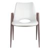 Set of Two White and Brown Upholstered Faux Leather Open Back Dining Arm Chairs