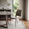 Set of Two Gray and Espresso Upholstered Faux Leather Dining Side Chairs