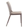 Set of Two Gray and Espresso Upholstered Faux Leather Dining Side Chairs