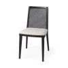 Set of Two Black Upholstered Fabric Cross Back Dining Side Chairs