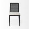Set of Two Black Upholstered Fabric Cross Back Dining Side Chairs