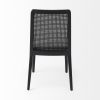 Set of Two Black Upholstered Fabric Cross Back Dining Side Chairs