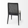 Set of Two Black Upholstered Fabric Cross Back Dining Side Chairs