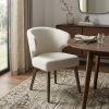 Ivory and Brown Mid Century Wingback Dining Chair