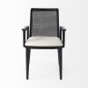 Cream And Black Upholstered Fabric Dining Arm Chair