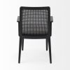Cream And Black Upholstered Fabric Dining Arm Chair