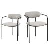 Set of Two Gray and Black Fabric Dining Arm Chairs