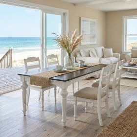 94" Dark Brown And White Solid Wood Dining Table