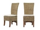 Set of Two Cream and Natural Dining Parsons Chairs