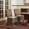 Set of Two Cream and Brown Dining Parsons Chairs