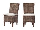 Set of Two Cream and Brown Dining Parsons Chairs
