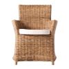 Set of Two Cream And Natural Rattan Dining Arm Chairs