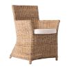 Set of Two Cream And Natural Rattan Dining Arm Chairs