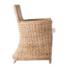 Set of Two Cream And Natural Rattan Dining Arm Chairs