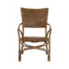Set of Two Natural Rattan Open Back Dining Arm Chairs