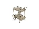 28" Silver Metal And Glass Rolling Trolley Bar Cart