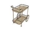 28" Silver Metal And Glass Rolling Trolley Bar Cart