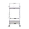 29" Silver Metal and Mirrored Glass Rolling Bar Cart With Wine Storage