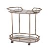 31" Champagne Iron and Mirrored Glass Octagonal Rolling Bar Cart